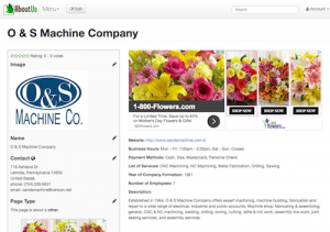 AboutUs Business Directory Submission | O&S Machine Company