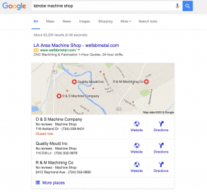 Latrobe Machine Shop SERPs