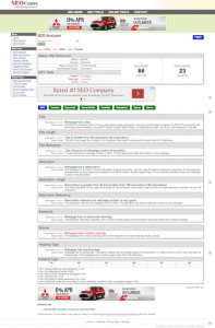 Analysis Screen From SEO Centro