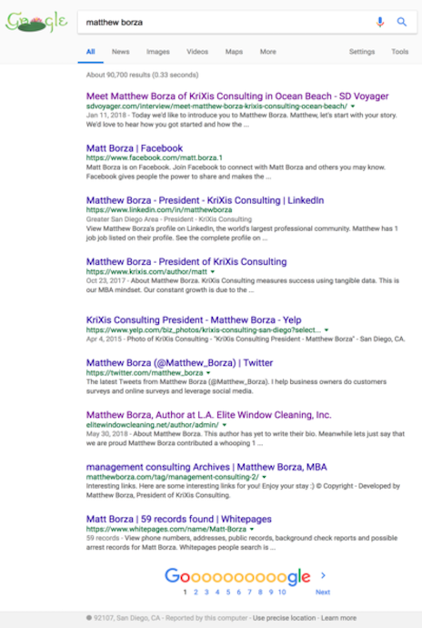 Searching On Google | "Matthew Borza"