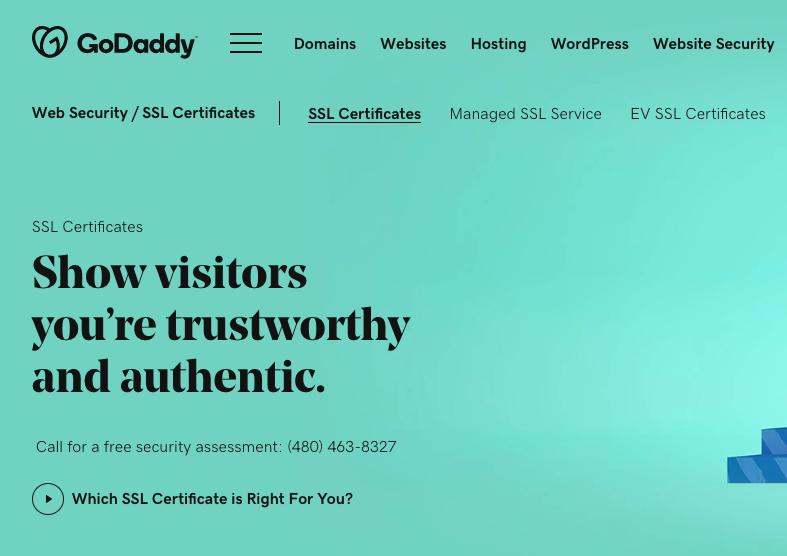 GoDaddy SSL | Screenshot