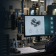 Manufacturing estimator reviewing a CAD drawing and AI-assisted RFQ workflow at a CNC machine shop